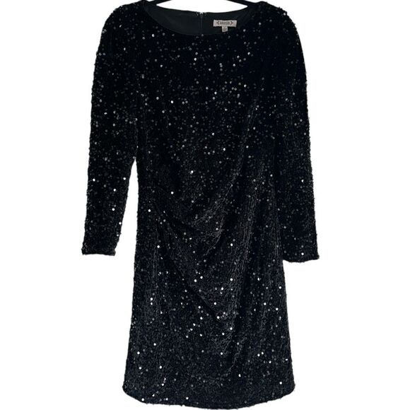 Nanette Lepore Dresses & Skirts - NANETTE LEPORE sequins PLEADED SIDE SHEATH DRESS VERY BLACK SIZE 10 NWT sequined
